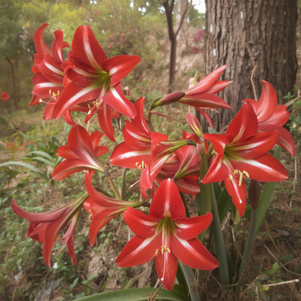 Amaryllis Australian Mixed Extra Large-Size – 5 bulbs producing spectacular mixed colour amaryllis blooms in garden