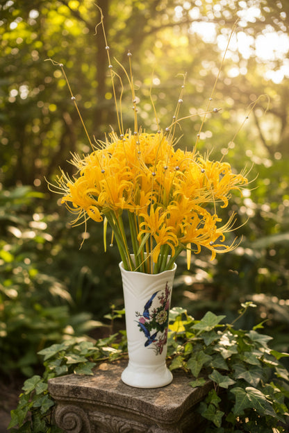 Lycoris Aurea Yellow Extra Large-Size bulbs – vibrant cluster of golden yellow magic lily blooms on bare stems